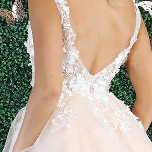 LACE AND TULLE NWT SHORT DRESS IN IVORY PINK WHITE OR BABY BLUE - Picture 5 of 12